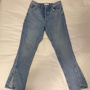 Size 30 dynamite jeans, super high rise wide leg with slits